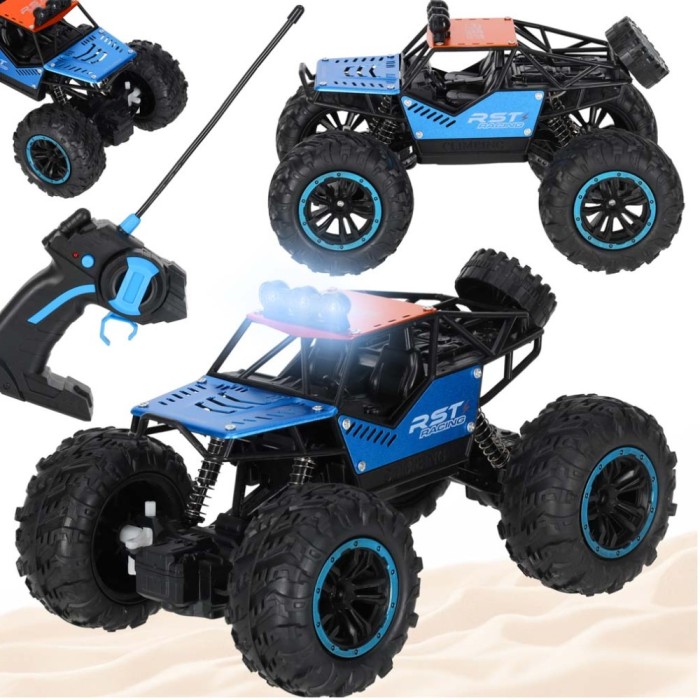 Masina Off-Road 4x4 RC, Anvelope Mari, Amortizoare, LED, Control 2.4 GHz, Baterie Reincarcabila, Telecomanda, Jucarie Copii 3+, Multicolor