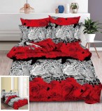 Cumpara ieftin Lenjerie Pat 4 Piese Bumbac 3D Wolf, 200x230 cm, Negru/Alb/Rosu/Gri/Albastru/Verde