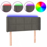 Cumpara ieftin Tablie de pat cu LED, gri inchis, 93x16x78/88 cm, catifea