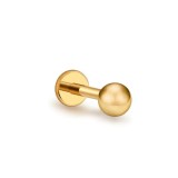 Piercing Labret din Aur 14K, model Bila 2mm, prindere Filet Intern si Spate Plat, ideal pentru buza, tragus, helix