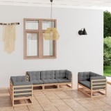 vidaXL Set mobilier de grădină, 7 piese, cu perne, lemn masiv de pin 3076499