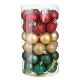 Set Globuri de Crăciun Mate Rosii Verzi Aurii cu Glitter, CMCLASS