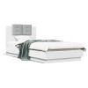 Gossi cadru de pat cu tablie si lumini led, alb, 90x200 cm