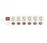 Cablu prelungitor, 6 prize, protectie copii, intrerupator individual, alb, Home