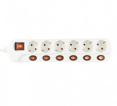 Prelungitor 6 prize, protectie copii, intrerupator individual, 3500w, 1.5 m, alb, home MultiMark GlobalProd foto