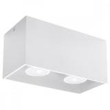 Lustră De Tavan Quad Albă Din Aluminiu Cu 2 Becuri Dreptunghiulare Moderne De Interior