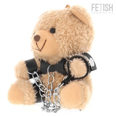 FETISH SUBMISSIVE &amp;ndash; Ursuleț Pluș BDSM &amp;bdquo;Yogi&amp;rdquo; &amp;ndash; Model Colectibil cu Cătușe și Lanț &amp;ndash; 15 cm foto