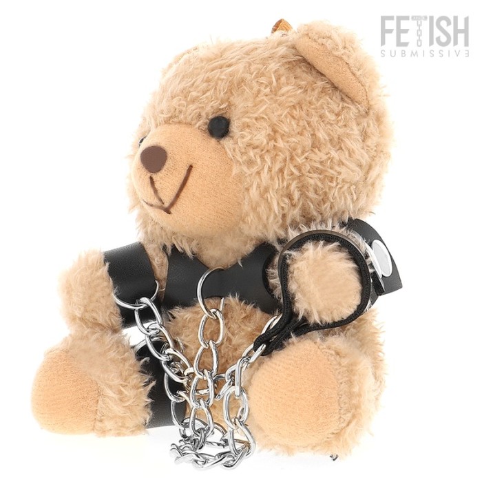 FETISH SUBMISSIVE &ndash; Ursuleț Pluș BDSM &bdquo;Yogi&rdquo; &ndash; Model Colectibil cu Cătușe și Lanț &ndash; 15 cm