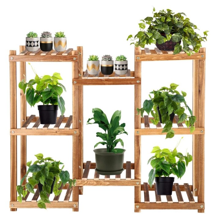 Stand de flori din lemn cu 8 etajere suport GA198, 85x70cm Household NewTrend
