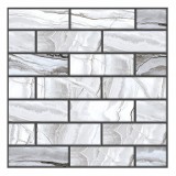 10 x Placi Tapet Autocolant 3D cu Imitatie de Marmura Dreptunghiulara, pentru Perete Bucatarie Sufragerie, Usor de Curatat, Rezistent la Apa, Autoadez