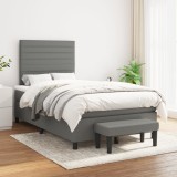 Cumpara ieftin Pat box spring cu saltea, gri &icirc;nchis, 120x200 cm, textil