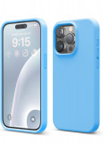 Husa silicon antisoc cu microfibra pentru Iphone 15 Pro Max Albastru