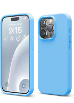 Husa silicon antisoc cu microfibra pentru Iphone 15 Pro Max Albastru foto