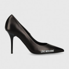 Love Moschino stilettos de piele culoarea negru, JA10089G1HIE0000