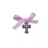 Cumpara ieftin Marturii pentru Botez, Cruciulite cu Fundita, Roz - 20buc la Punguta - MCB07