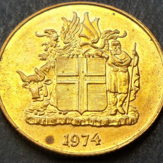 Moneda 1 KRONA / COROANA - ISLANDA, anul 1974 *cod 1949 A = frumoasa