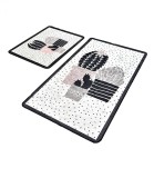 Set 2 Covorase baie Three Cactus, 60 x 100 cm, 50 x 60 cm, Antiderapant, Alb/Negru