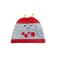 Caciulita gri cu rosu pentru fetite (Marime Disponibila: 0-3 luni)