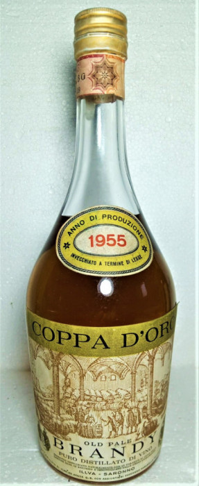 RARE OLD PALE BRANDY COPPA D&#039;ORO ILLVA, CL 75 GR 40 sticla 17/07/1955