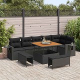 vidaXL Set de canapele pentru grădină cu pernă 11 pcs Negru poliratan 3363704
