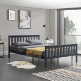 [en.casa] Pat lemn Wood, 208 x 188 x 82 cm, lemn de brad/pal, 200 Kg, gri inchis, pentru 2 persoane HausGarden Leisure, [en.casa]
