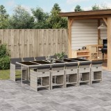 Cumpara ieftin Gossi set mobilier de gradina cu perne 11 piese gri deschis poliratan