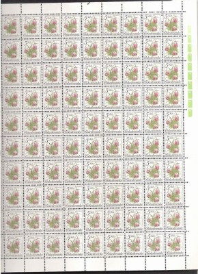 Czechoslovakia 1991 Flowers, 100 stamps in bloc, MNH J.7 foto