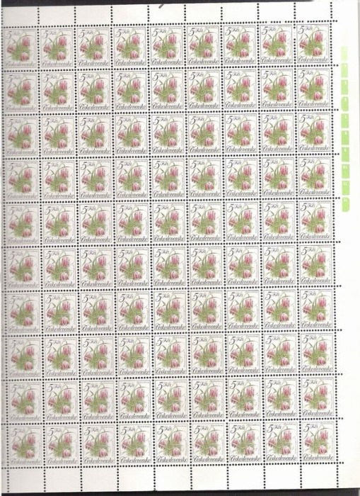 Czechoslovakia 1991 Flowers, 100 stamps in bloc, MNH J.7