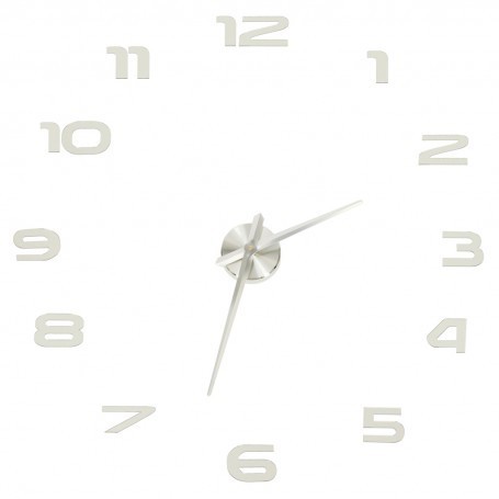 Ceas de perete decorativ modern, fara rama 80 - 120 cm argintiu