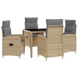vidaXL Set dining pentru exterior cu pernă 5 pcs Beige și gri deschis 3422335