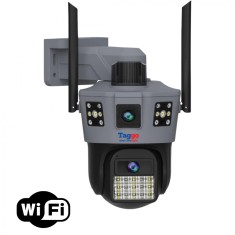 Camera de supraveghere WiFi 6K, 2 lentile, Control din aplicatie, Urmarire automata, Rezistenta la apa IP66