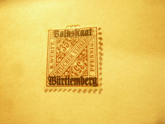 Timbru Wurtemberg 1919 uzuale cu supratipar , val. 35 pf ,fara guma foto