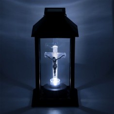 Felinar Solar LED, Negru, Cruce, 14x14x28cm foto