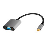 ADAPTOR video LOGILINK, adaptor USB-C (T) la VGA (M), 0.15m, conectori auriti, rezolutie maxima Full HD (2048 x 1536), aluminiu, dublu ecranaj, negru-