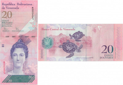 2009 (3 IX), 20 Bol&amp;iacute;vares (P-91d) - Venezuela - stare UNC foto