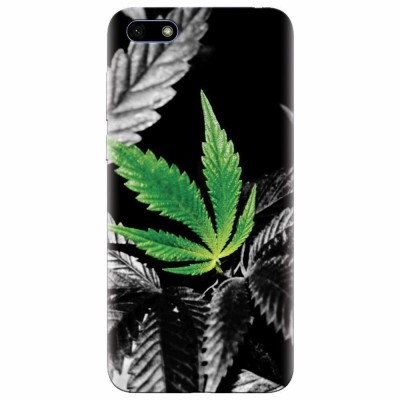 Husa silicon pentru Huawei Y5 Prime 2018, Trippy Pot Leaf Green foto