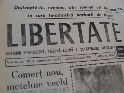 ziarul libertatea - 8 februarie 1990 foto