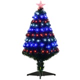Brad de Craciun artificial in PVC con 90 lumini LED si fibra optica, 90 ramuri si baza pliabila, &Phi;48x90cm, verde HOMCOM | Aosom RO