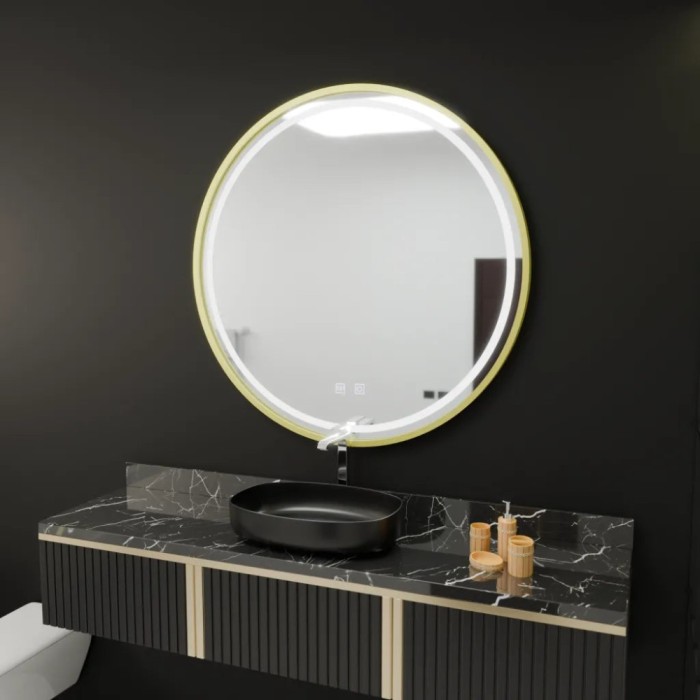 Oglinda LED Rotunda, 70cm, Glanz Touch, Sistem Dezaburire, Dimabila ModernLight Concept