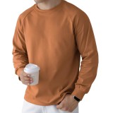 Tricou bărbați cu m&acirc;neci lungi din bumbac, heavyweight, vintage, casual &ndash; Portocaliu XXL