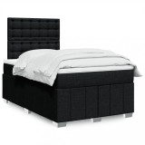 VidaXL Pat box spring cu saltea, negru, 120x200 cm, textil