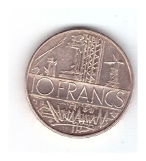Moneda Franta 10 francs/franci 1975, tipul B, stare buna, curata