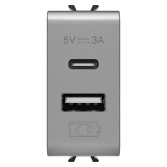 Priza USB tip A+C 1M 5V 3A Gewiss Chorus titan GW14449