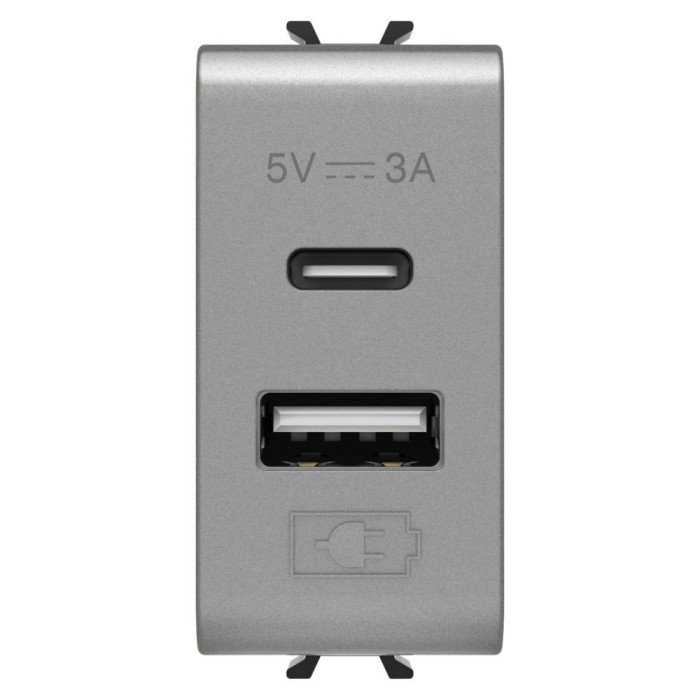Priza USB tip A+C 1M 5V 3A Gewiss Chorus titan GW14449