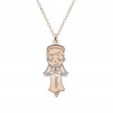 Little Angel - Colier personalizat baietel ingeras din argint 925 placat cu aur roz, Bijubox