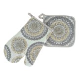 Set Manusa si Suport Tigaie cu Model Mandala, Gri, 2 buc, CMCLASS