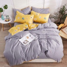 Lenjerie de pat pentru o persoana cu husa de perna dreptunghiulara, Arava, bumbac mercerizat, multicolor