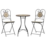 Cumpara ieftin Set de bistro cu mozaic, caramiziu si alb, fier si ceramica
