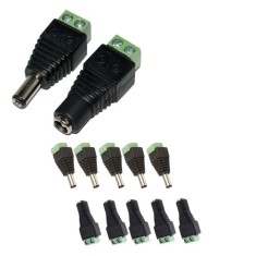 Set 10 conectori alimentare CCTV DC 2.1 5.5 mm cu surub, 5 mufe mama si 5 mufe tata pentru camere supraveghere, DVR si benzi LED