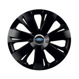 Cumpara ieftin Set 4 capace roti Negre Cu Inel Cromat Energy R16 pentru gama auto Ford, Autohelix MSA